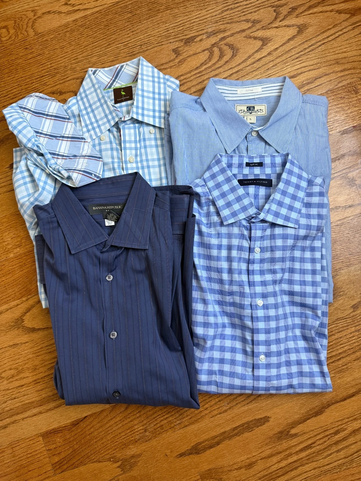 Mens Long sleeve Shirts Large Lot Of 4 Classic Button Up Casual Banana Hilfiger+
