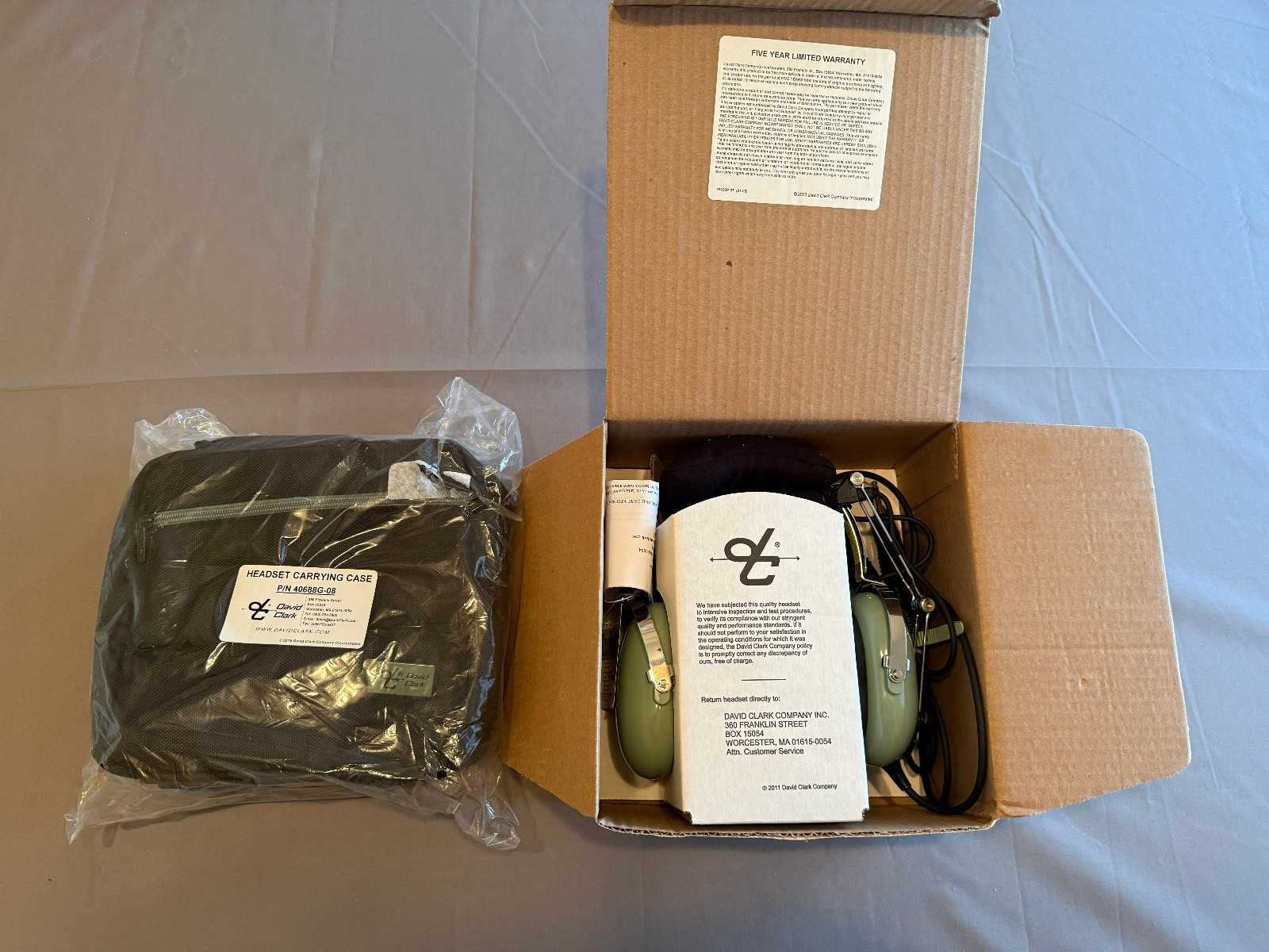 David Clark H10-30 Aviation Headset Dual Plug w/ Microphone, NEW