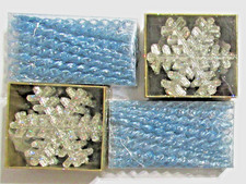 FOUR BOXES CHRISTMAS SPARKLE SNOWFLAKES AND ICICLE ORNAMENTS