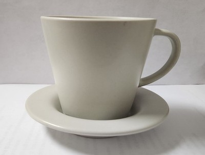 Pair Of Ikea Dinera Espresso Coffee Cup & Saucer Sand/Beige Matte Finish 