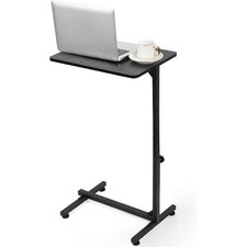 Black C Shaped Side Table Adjustable Height, Small End Table for Couch Bedroom