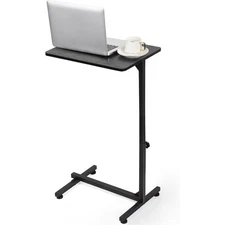 Black C Shaped Side Table Adjustable Height, Small End Table for Couch Bedroom