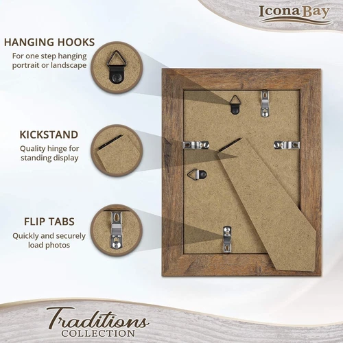 Chestnut Brown Picture Frame, Rustic Wood Pattern, Lightly Distressed Frame - Picture 5 of 6