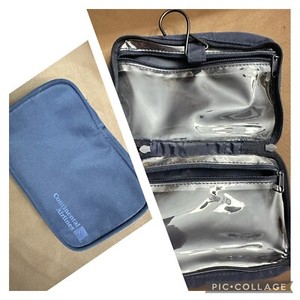 Continental Airlines Travel Kit  Navy Blue Zipper Bag Hanging EMPTY Vintage