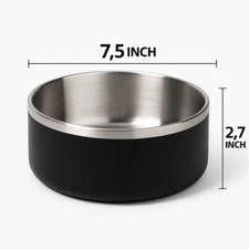 Stainless Steel Dog Bowl 42oz – Non-Slip, Heavy Duty, Black – Single or Set of 2