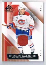 2015-16 SP GAME USED COPPER JERSEYS BRENDAN GALLAGHER JERSEY 1 COLOR MONTREAL