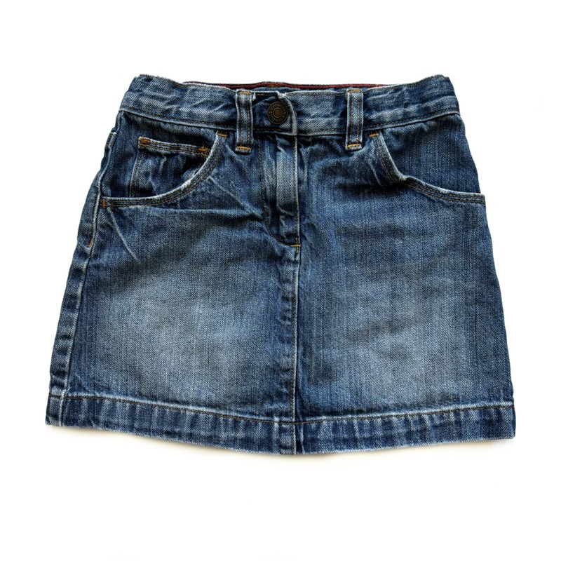 Girls 6 Crewcuts Jean Skirt Blue Denim Mini Adjustable Waist 100% Cotton