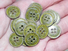 Lot of Military Green & Yellow Brass Petina Buttons 5/8 ,7/8,11/16, 13/16   AMG