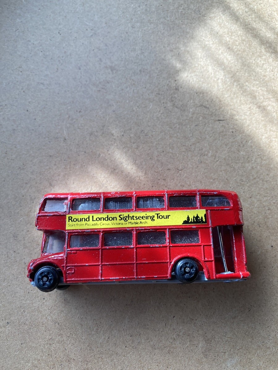 Vintage Red Double Decker Bus. Metal Toy. Rare. Collectible. Round