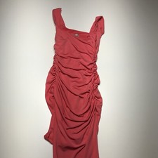 Guess Tank Dress Womens Size XS Coral Ruched Sides Bodycon Stretch Square Neck