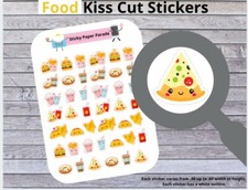 Food Kawaii Planner Stickers 65 / Planner Stickers /  Food Journal Stickers 