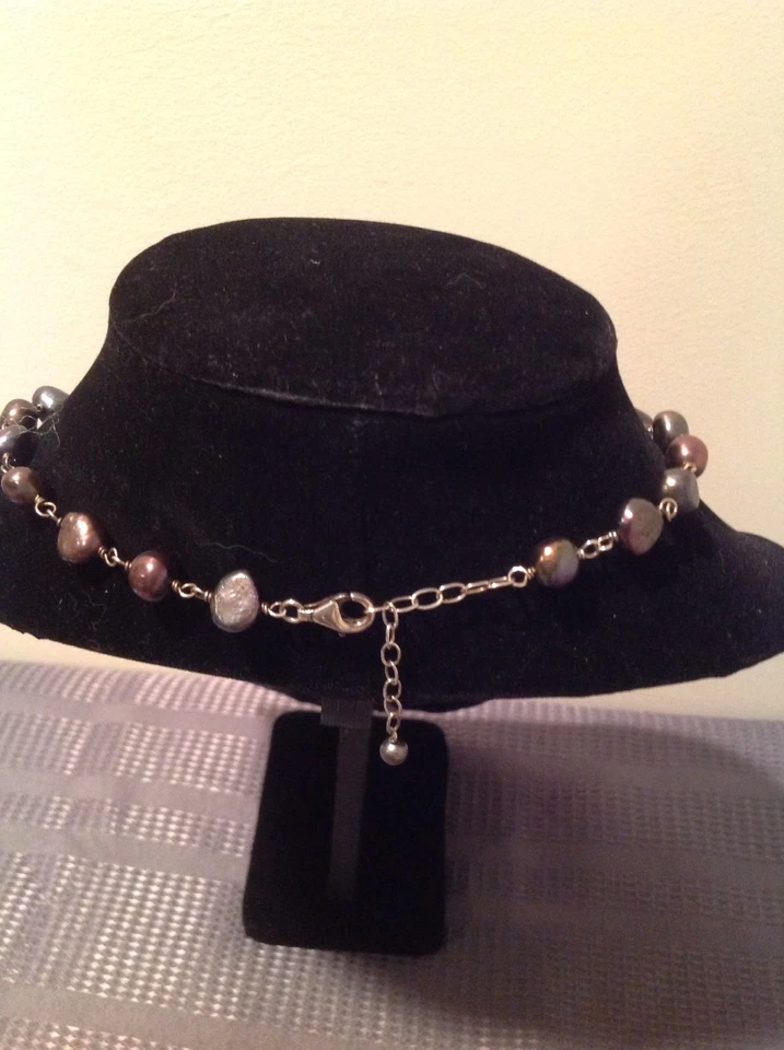 COLLAR DE PERLAS DE CUARZO AHUMADO SILPADA RETIRADO MUJER-15" Foto 3 de 4