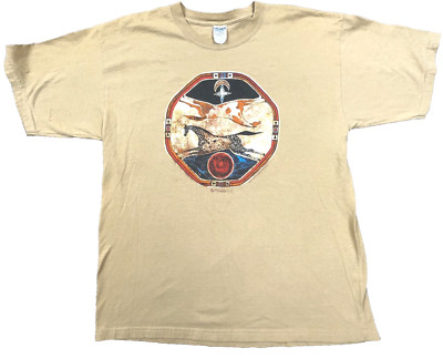 Vintage Rob McClellan Shirt Men XL Tan Tee Native American Artist Aztec Y2K RARE