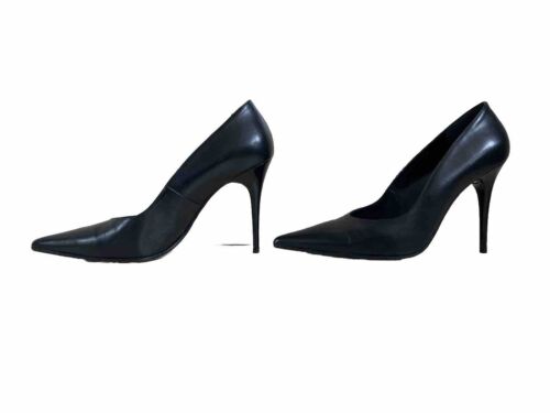Zapatos de tacón alto Stiletto T. 41 negros Paolo Biondini cuero auténtico - Imagen 1 de 5