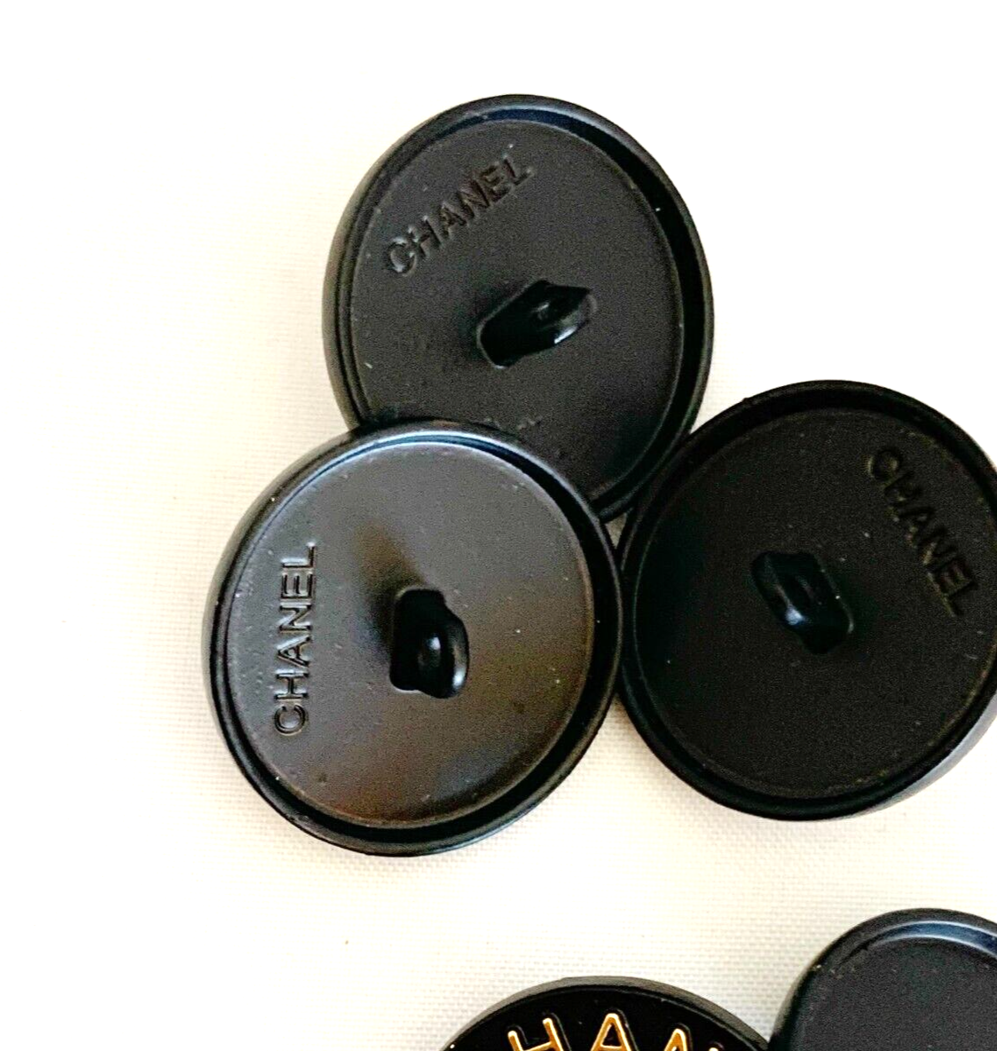 CHANEL Vintage Black with White Pearl Button 23mm (Set of 5