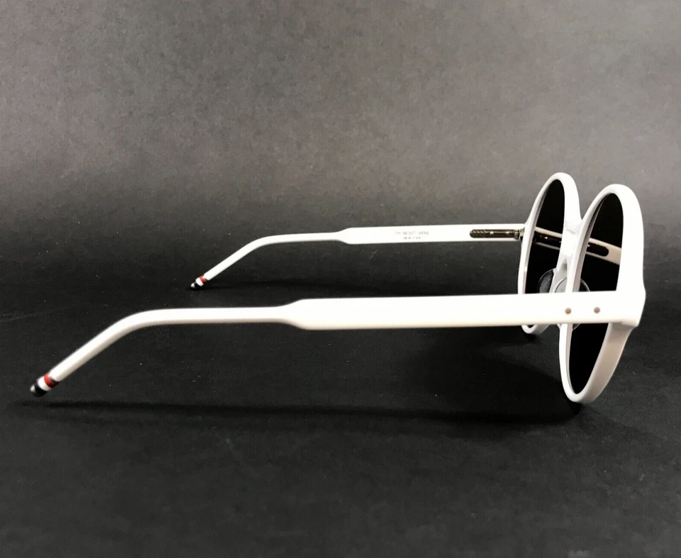 Thom Browne Sunglasses TBS409-58-03 WHT White Round Frames Gray Mirrored Lenses - Image 3 of 4