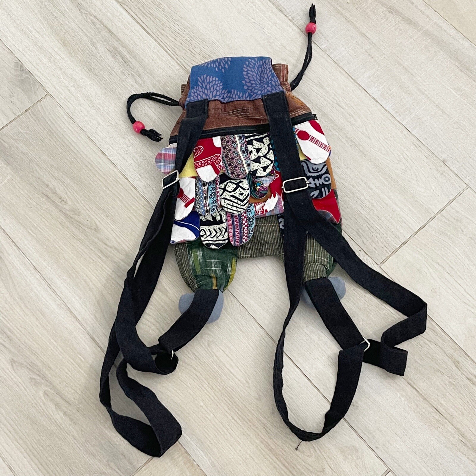 Boho Handmade OWL Patchwork Multi-Color Drawstrin… - image 4