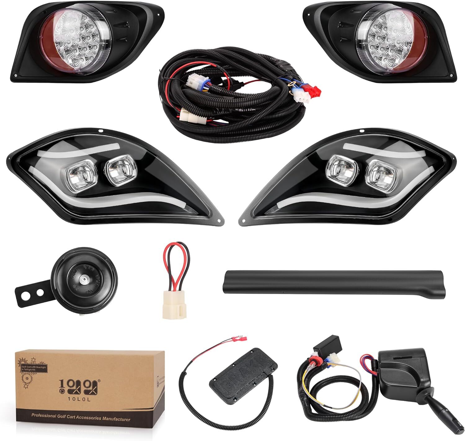 Luxury Golf Cart LED Headlight Tail Light Kit for Yamaha Drive 2 RGB Running