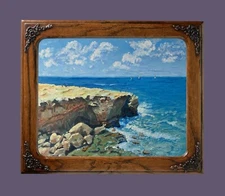 Oil painting on canvas. Sunset Cliffs. Painting ORIGINAL Impressionist Art