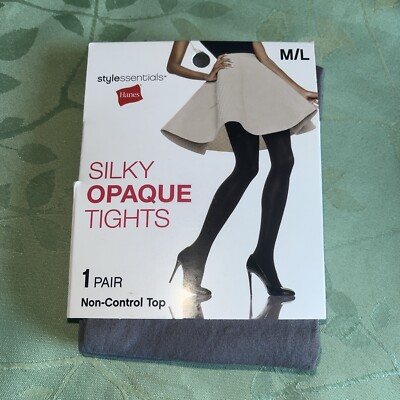 SILKY OPAQUE TIGHTS GREY Sz M/L PAIR HANES 100-165 LBS Womens Fall Winter  Warm