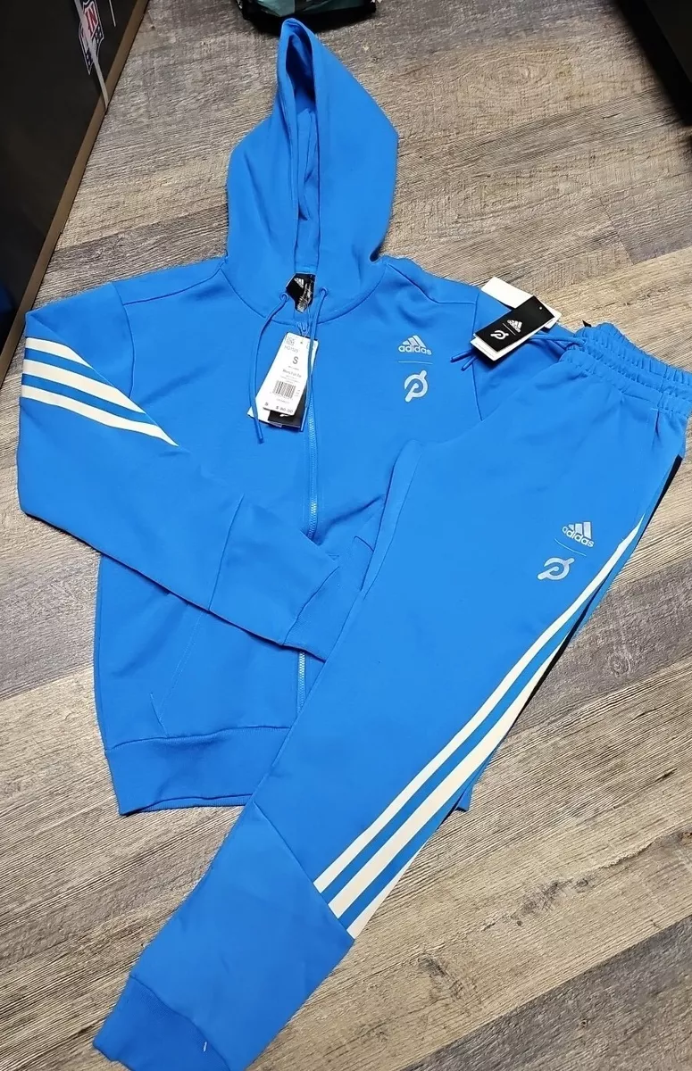 Adidas 3 Stripes Track Suit Men SMALL Peloton jogger outfit hoodie Pant Set