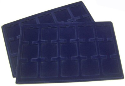 2 Lighthouse Blue Coin Storage Trays Hold 2x2 Holders Flip Box Suitcase Display