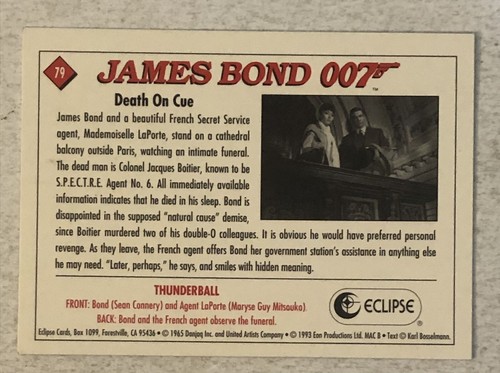 James Bond 007 Trading Card 1993 #79 Sean Connery - Picture 2 of 2