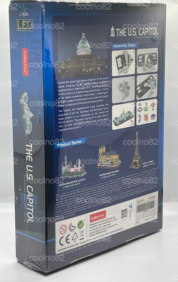 CubicFun US Capitol Architecture LED 3D Puzzle 150p USA SELLR FREE SHIPPING MISB - Image 2 of 3