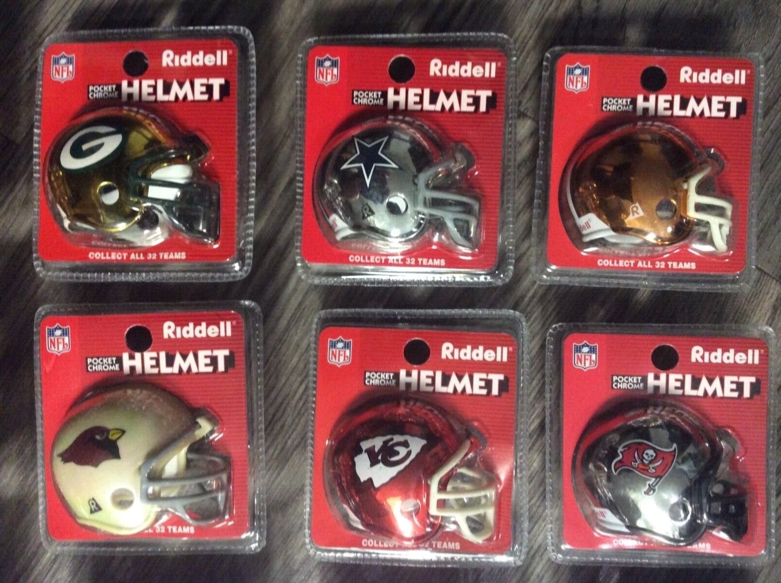 RIDDELL, NFL, POCKET CHROME, 32 TEAM, MINI FOOTBALL HELMETS SET, NEW