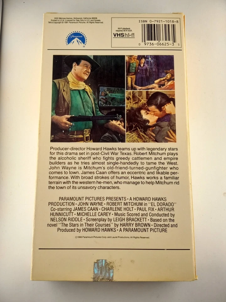 El Dorado (VHS) 1966 John Wayne, Robert Mitchum, James Caan TESTED - Imagem 2 de 3