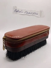 Clothes Shoe Brush Hickok Valet - Genuine Cowhide Leather Zipper Case Vintage 
