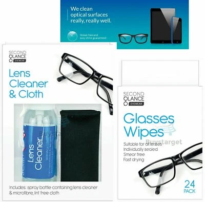 EYEWEAR 🔥 Glasses Cleaner Spray & Microfibre Cloth Wipes Spectacle Lens Camera Cleaning