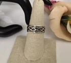 VTG 925 Sterling Silver 8mm Oxidized Infinity Cut Band Ring Sz 8 EUC 4.8g