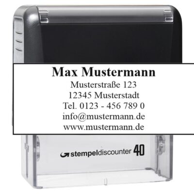 STEMPELdiscounter 40 Adressstempel mit Wunschtext 59x23 mm 5-6 Zeilen Vorlage 2