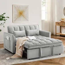 Sofa Bed Couch Sleeper Convertible Pull-Out Bed Couch With Side Pockets
