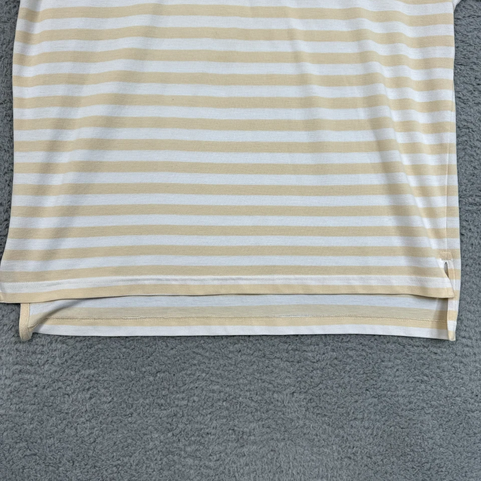 Polo de Golfe Snake Eyes para Homens Tamanho Grande Bege Branco Listrado Logo dos Jogadores Golfe - Imagem 4 de 4