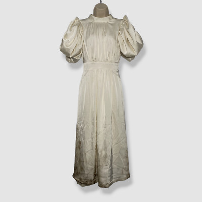 $430 Rotate Women's Ivory Sateen Self-Tie Open-Back A-Line Dress Size 6