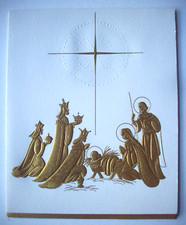 Nativity embossed vintage Christmas Greeting Card S18