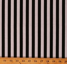 Cotton Black 1/2" Stripes Striped on White Fabric Print BTY D148.12