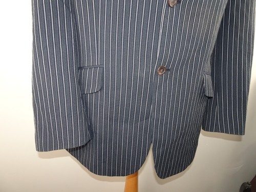 Chaqueta Blazer 42R Brook Taverner Para Hombres Azul y Blanco Rayas Algodón TALLA 42" Reg - Imagen 4 de 9