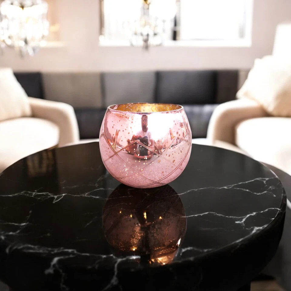 Votivo en Mercurio Antiguo Rosa, Votivo para Salón, Decoración del Hogar, Boda Foto 4 de 4