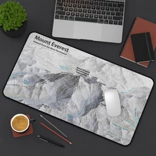 Mount Everest 3D Map by Tom Patterson illustration Art Desk Mat Mouse Pad Large