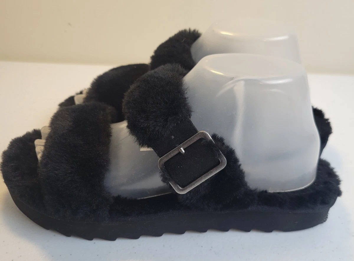 Sandali da donna Koolaburra by UGG Furr Ah neri in pelliccia sintetica taglia 8