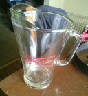 Vintage Budweiser King of Beer Heavy Glass Pitcher  9” Tall — photo 1