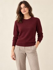 Quince 100 Mongolian Cashmere Crewneck Long Sleeve Sweater S burgundy Preppy