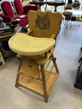 Vintage Convertible Wooden High Chair Converts to Chair with Desk 1950s