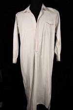 Vintage 1950's French White Cotton Night Shirt Large Excellent Condition