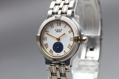 Vintage 1990 Exc+5 Seiko Creo 2K22-0A30 Small Second Quartz Womens