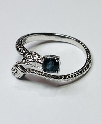 925 Sterling Silver London Blue Topaz Dragon Ring