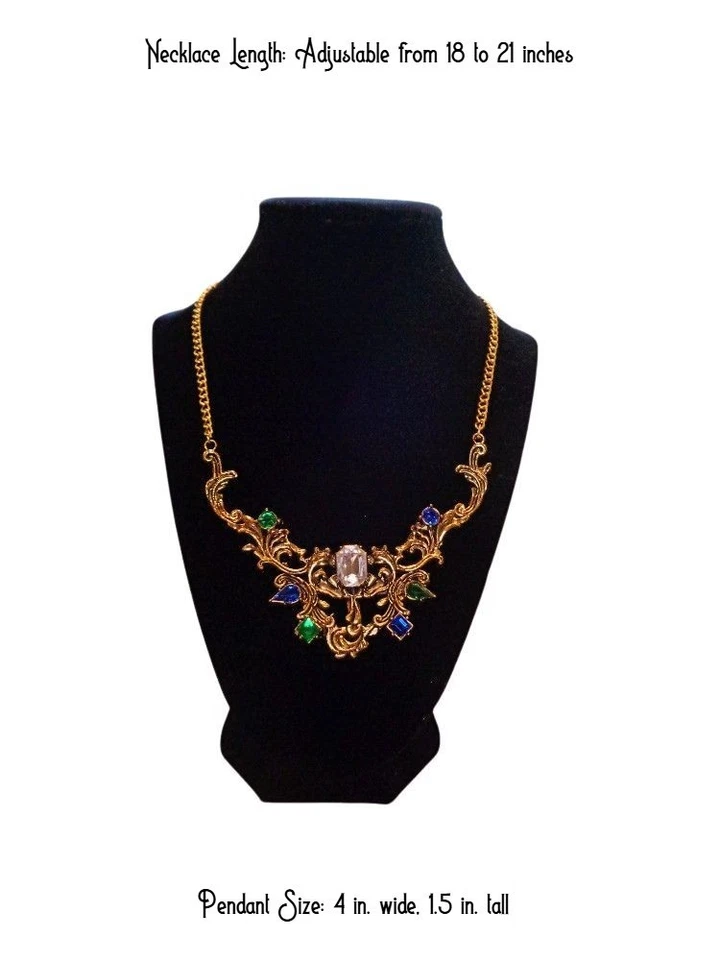 Collar babero de cristal multicolor - Collar babero vintage dorado Foto 2 de 3